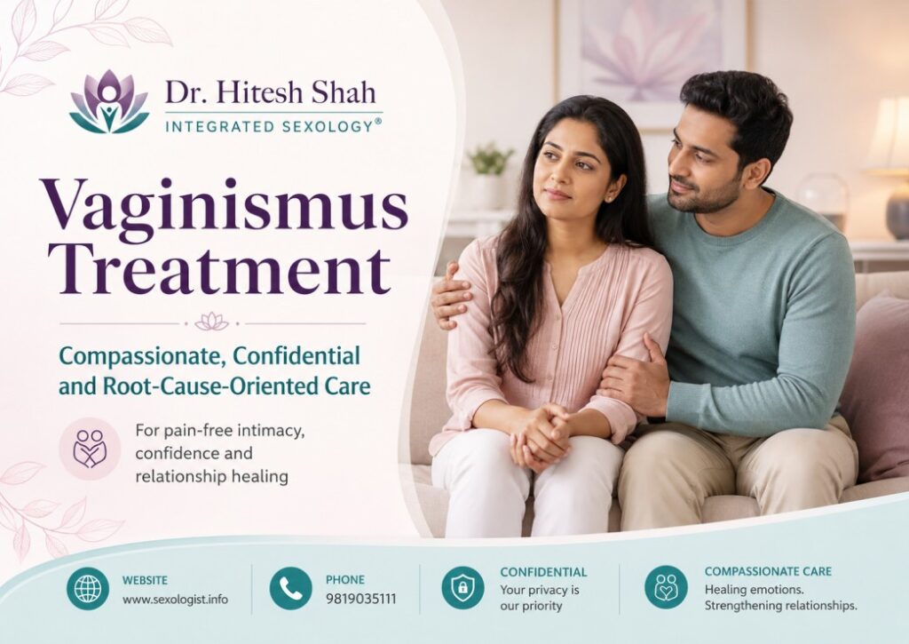 Supportive Indian couple for vaginismus treatment in Mumbai by Dr. Hitesh Shah through Integrated Sexology