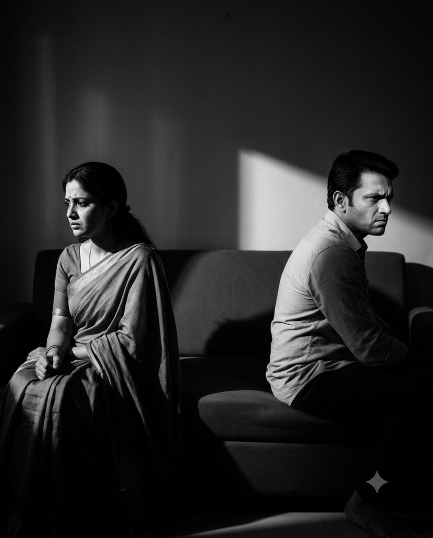 Couple sitting apart